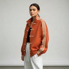 Women's Track Jacket with Button Loops and Contrast Stripes - 11