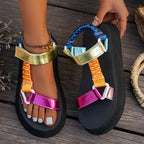 Women's Platform Sandals with Adjustable Straps and Chunky Sole - Multicolour