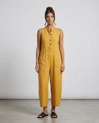 Women's Sleeveless Jumpsuit with Stand Collar and Wide Leg - 10