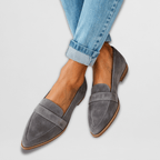 Women's Loafers with Cushioned Insole and Flexible Sole - Grey