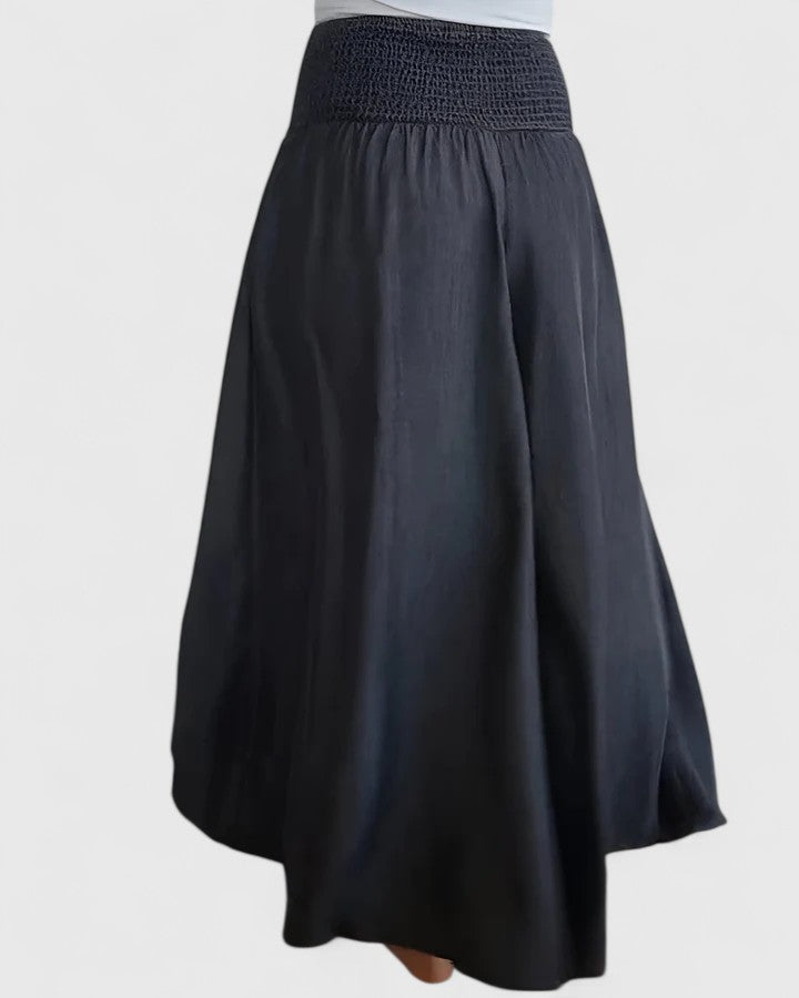 Women's Wide-Leg Trousers with Smocked Waistband - 2