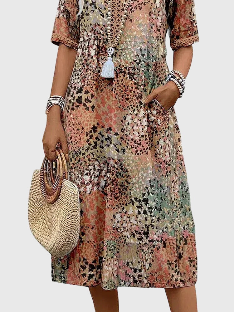 Bella | Elegant Floral Midi Dress - 7