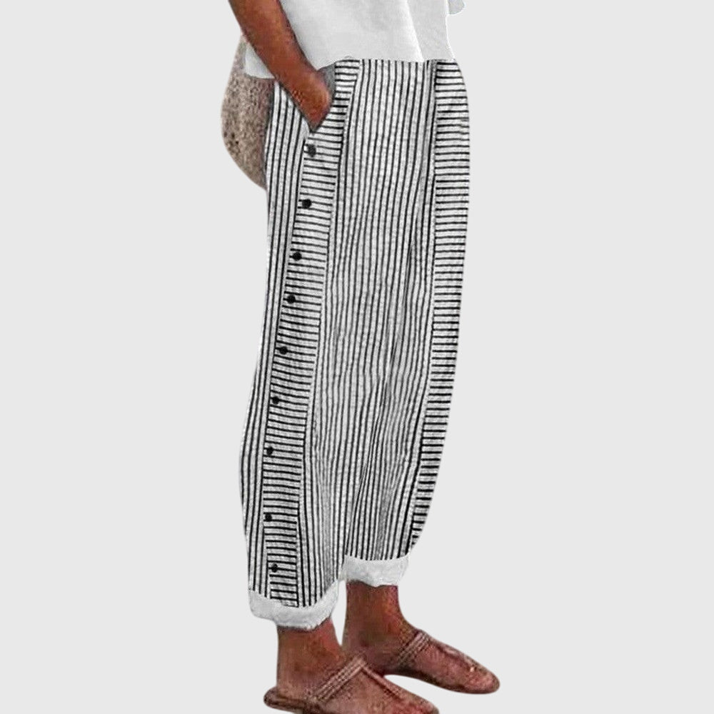 Women's Wide-Leg Trousers with Elasticated Waistband - Black