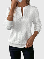 Women's Jumper with Zip Detail and Cable Knit Texture - 3