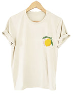 Women's Lemon Print T-Shirt with Back Graphic - 3