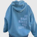 Women's Oversized Hoodie with Slogan Print - Blue