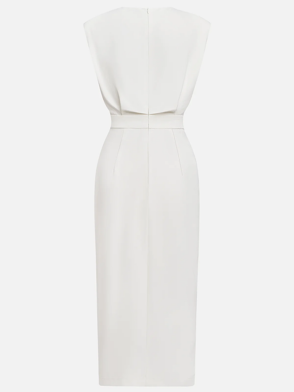 Women's Bodycon Midi Dress Sleeveless with Button Detail and Side Slit - 14