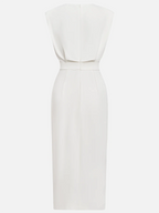 Women's Bodycon Midi Dress Sleeveless with Button Detail and Side Slit - 14