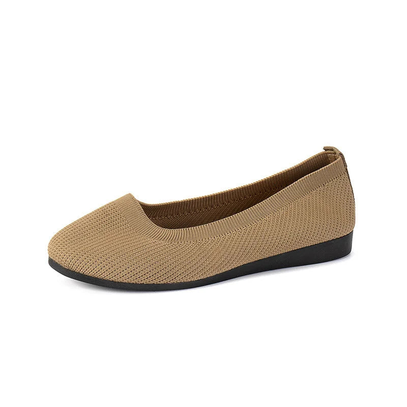 Women's Slip-On Flats with Stretch Knit Upper and Cushioned Sole - 16