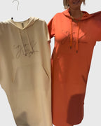 Women's Hooded Dress Short Sleeve with Kangaroo Pocket - 6