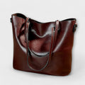 Women's Shoulder Bag with Vintage Finish and Structured Silhouette - Burgundy