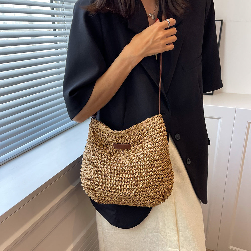 Women's Woven Shoulder Bag with Relaxed Silhouette - 3