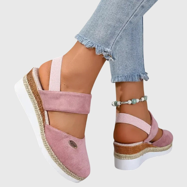 Women's Platform Sandals with Ventilated Woven Sole - 8