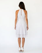 Women's Halter Dress Sleeveless with Ruffle Hem and Flared Skirt - 14