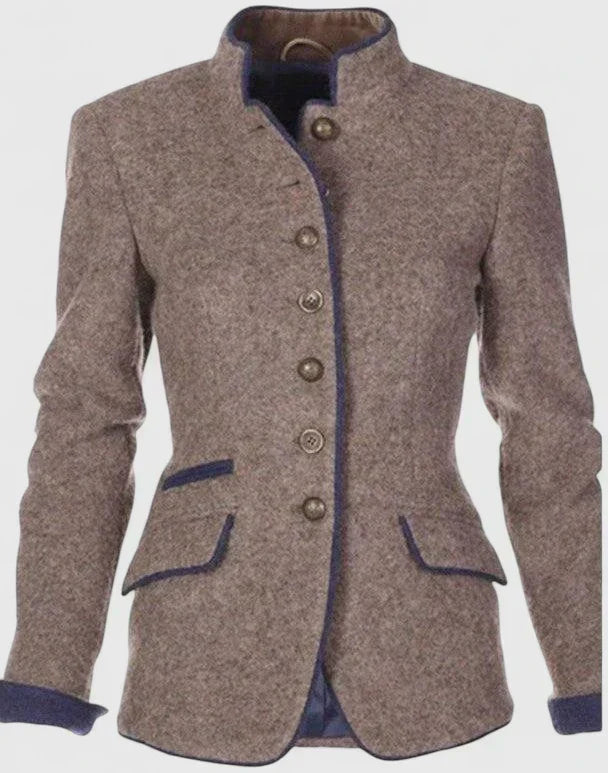 Women's Cardigan with High Collar and Long Sleeves - 3