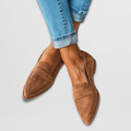 Women's Loafers with Cushioned Insole and Flexible Sole - Khaki