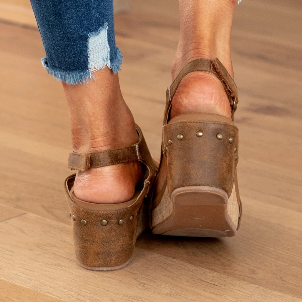 Women's Peep-Toe Wedge Sandals with Ankle Strap - 14