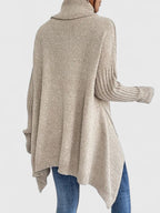 Women's Jumper Roll Neck Long Sleeve Asymmetric Hem - 9
