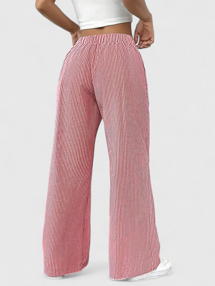 Women's Wide-Leg Trousers with Elasticated Drawstring Waist - 5