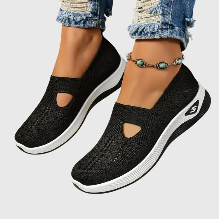 Women's Slip-On Walking Trainers with Cut-Out Detail - 9