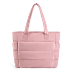 Women's Quilted Tote Bag with Padded Shoulder Straps - 12