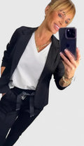 Women's Blazer and Jogger Two-Piece Set - Black