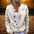 Women's Cardigan Button-Front with Floral Print - MultiColour