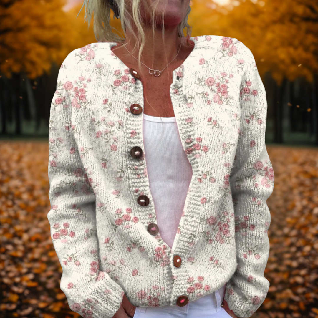 Women's Cardigan Button-Front with Floral Print - MultiColour