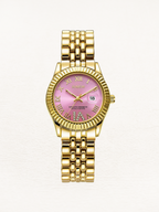 Women's Crystal Watch with Fluted Bezel and Roman Numerals - 2