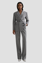 Women's Three-Piece Trouser Suit with Strapless Lapel Top - 4
