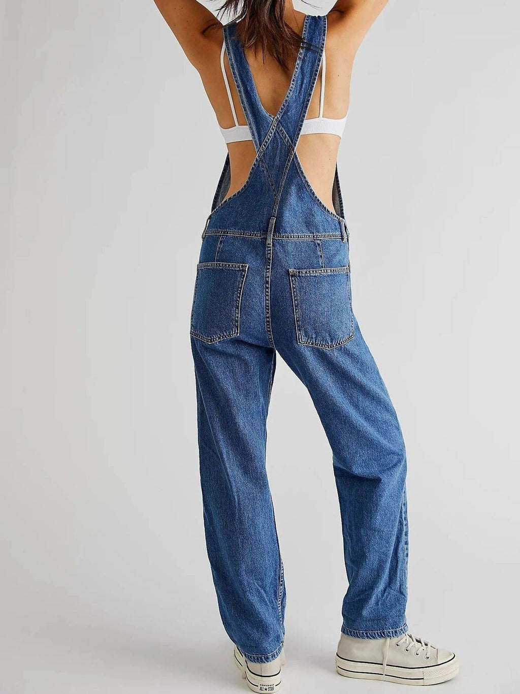 Women's Denim Dungarees with Adjustable Straps and Relaxed Fit - 3