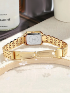 Women's Square Face Watch with Slim Vintage-Style Strap - 5
