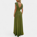 Women's French Ruched Sleeveless Formal Gown - Avocado Green