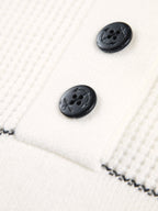Women's Knit Jumper with Open Collar and Button Placket - 6