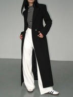 Women's Long Trench Coat Single-Breasted Notch Collar - 3