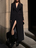 Women's Long Trench Coat Single-Breasted Notch Collar - 6