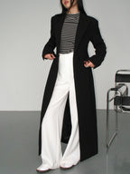 Women's Long Trench Coat Single-Breasted Notch Collar - 4
