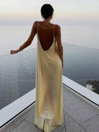 Women's Slip Maxi Dress Sleeveless with Open Back and Low Neckline - 6