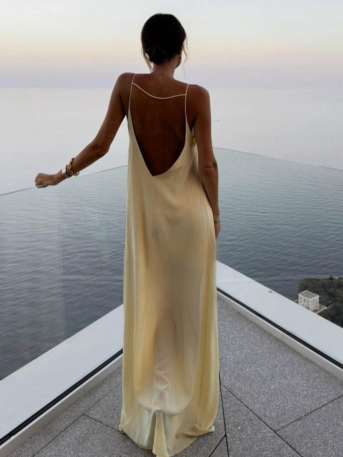 Women's Slip Maxi Dress Sleeveless with Open Back and Low Neckline - 6
