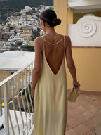 Women's Slip Maxi Dress Sleeveless with Open Back and Low Neckline - 7