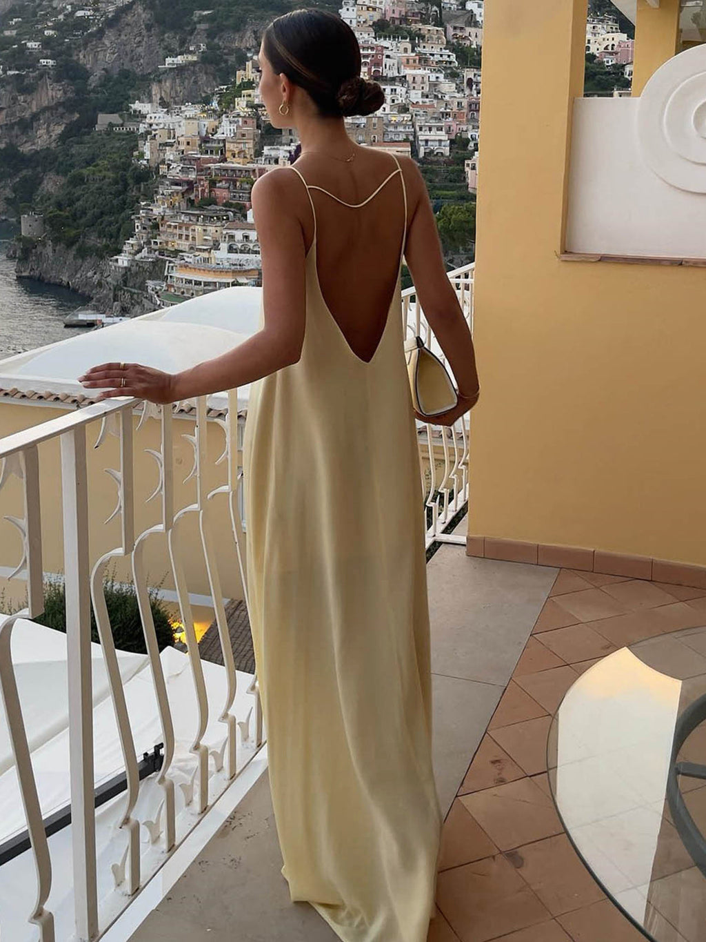 Women's Slip Maxi Dress Sleeveless with Open Back and Low Neckline - 3