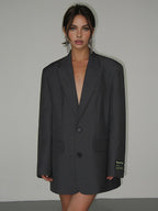 Women's Longline Oversized Blazer with Notch Lapel - 5