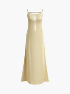 Women's Slip Maxi Dress Sleeveless with Open Back and Low Neckline - 8
