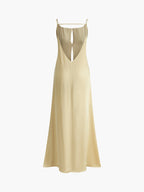 Women's Slip Maxi Dress Sleeveless with Open Back and Low Neckline - 9