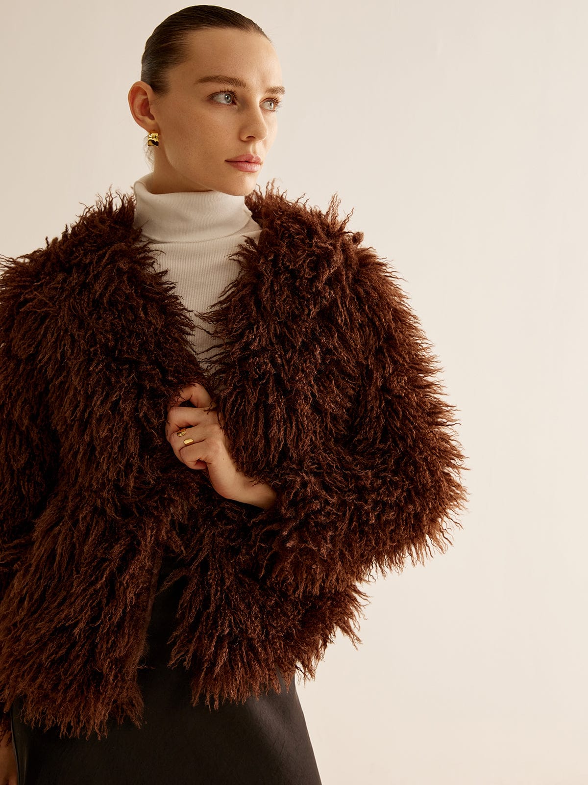 Women's Shaggy Faux Fur Jacket with Relaxed Fit - 6