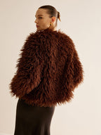 Women's Shaggy Faux Fur Jacket with Relaxed Fit - 4