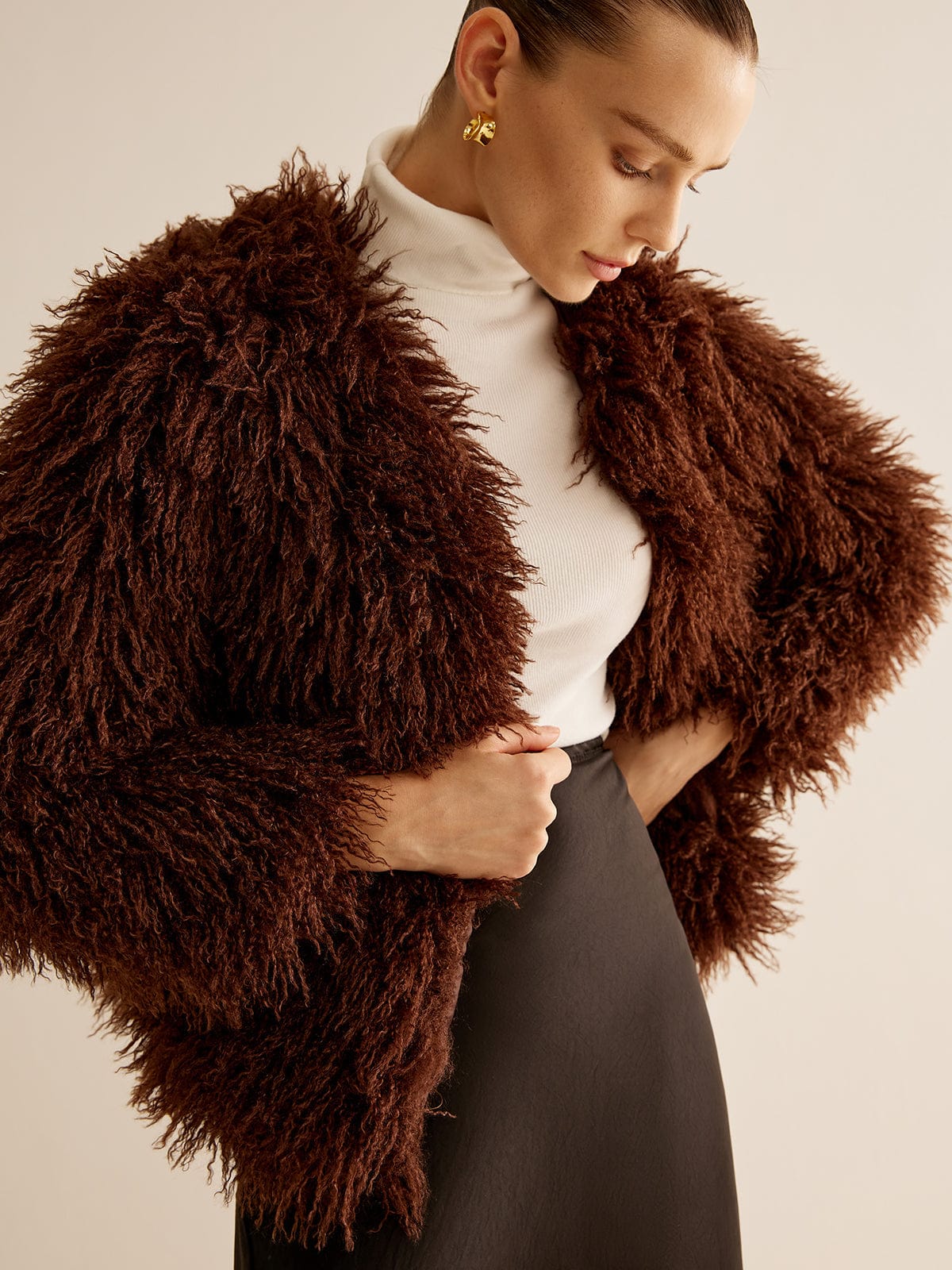 Women's Shaggy Faux Fur Jacket with Relaxed Fit - 3