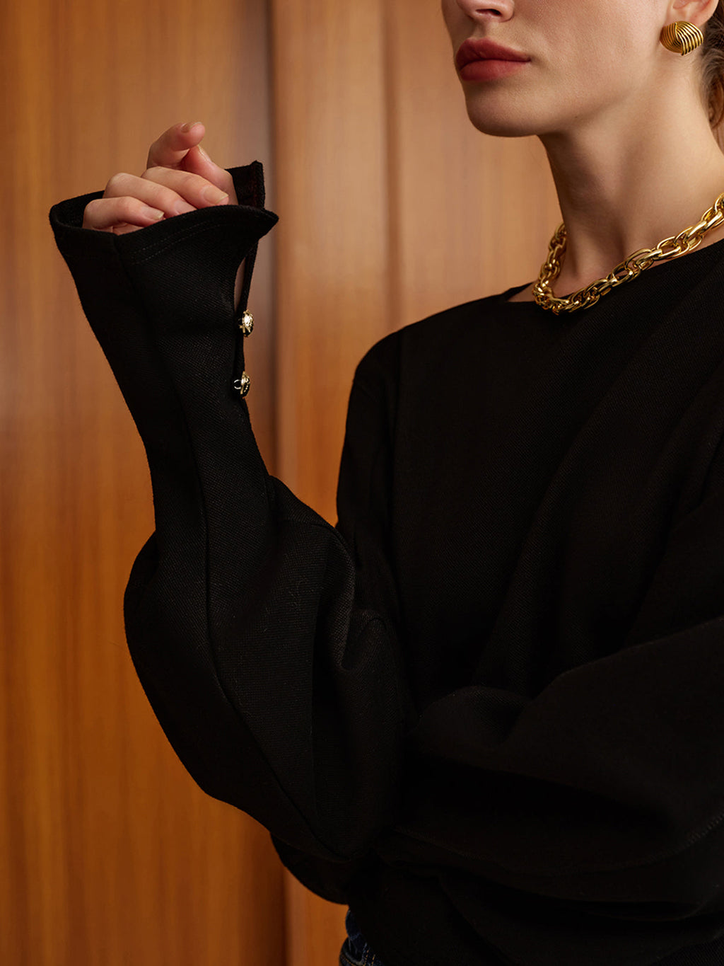 Women's Sweatshirt with Bell Sleeves and Cinched Waist - 6