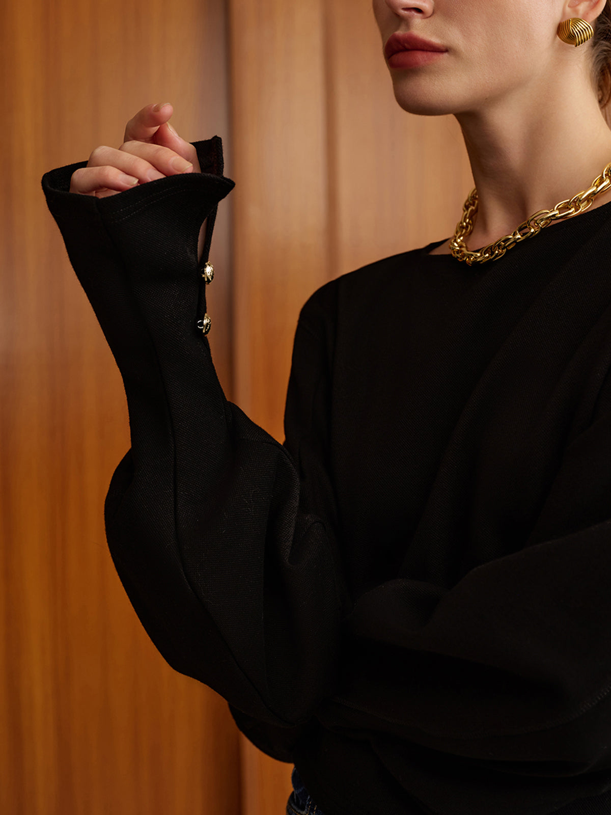 Women's Sweatshirt with Bell Sleeves and Cinched Waist - 6
