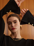 Women's Sweatshirt with Bell Sleeves and Cinched Waist - 7